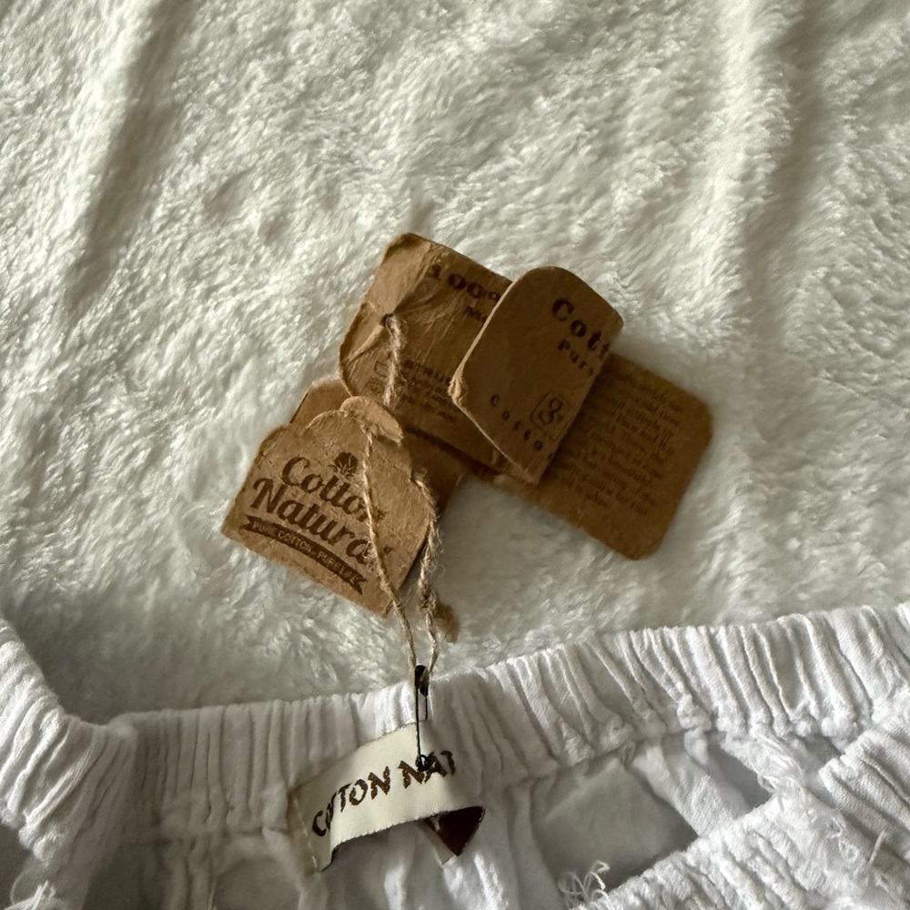 New Natural Cotton Lola Flare Off Shoulder Top High Waisted Shorts White Outfit - Picture 7 of 14